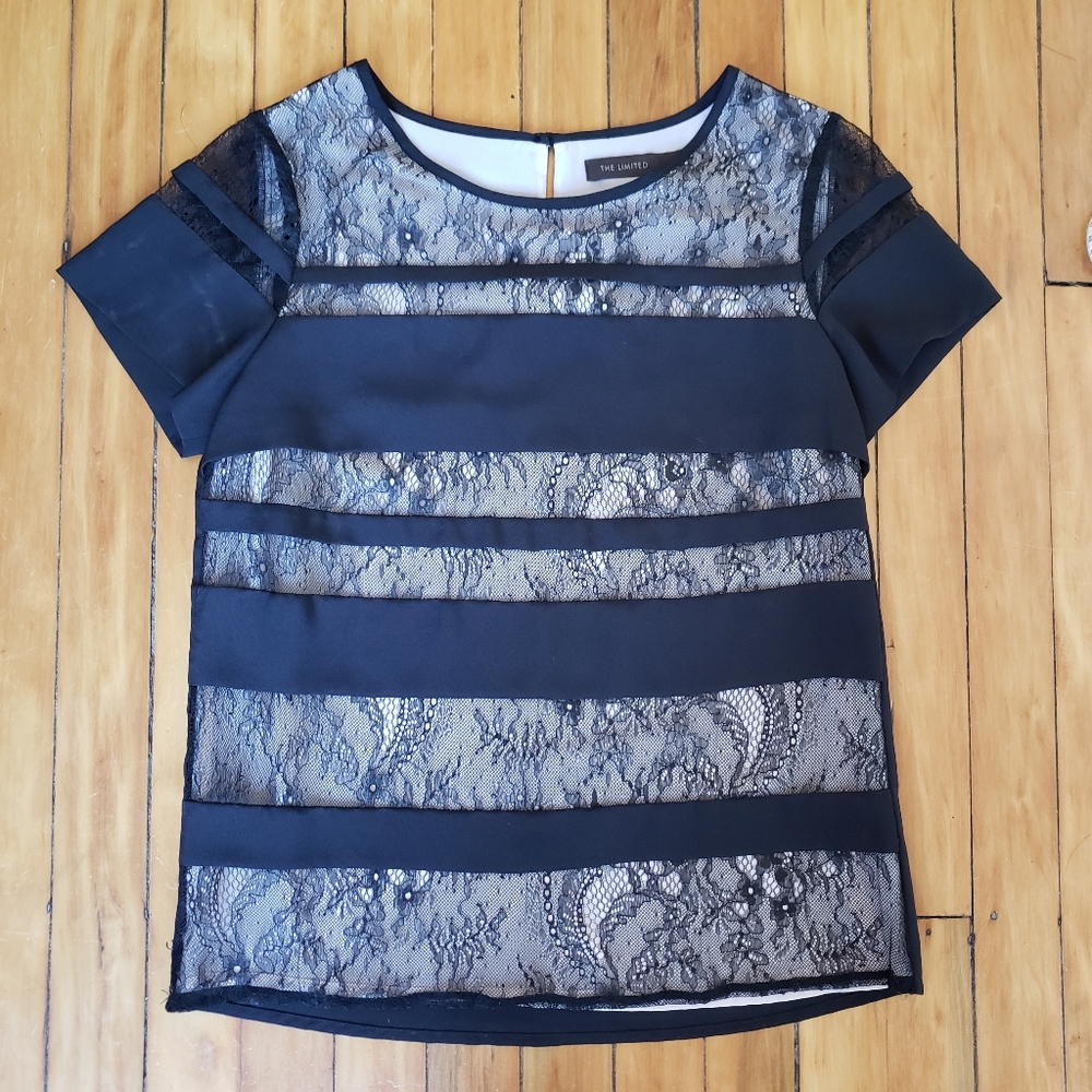 Black lace illusion sheer top small from The Limited